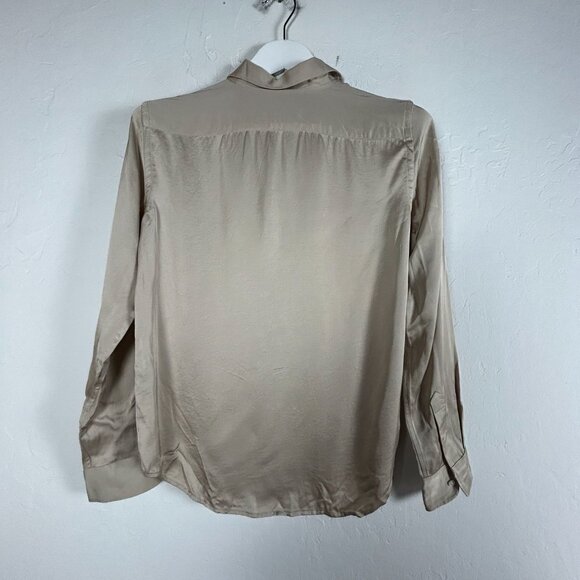 Lauren Ralph Lauren Womens Beige Long-Sleeve Button-Up Shirt Blouse Small Casual - Picture 2 of 7